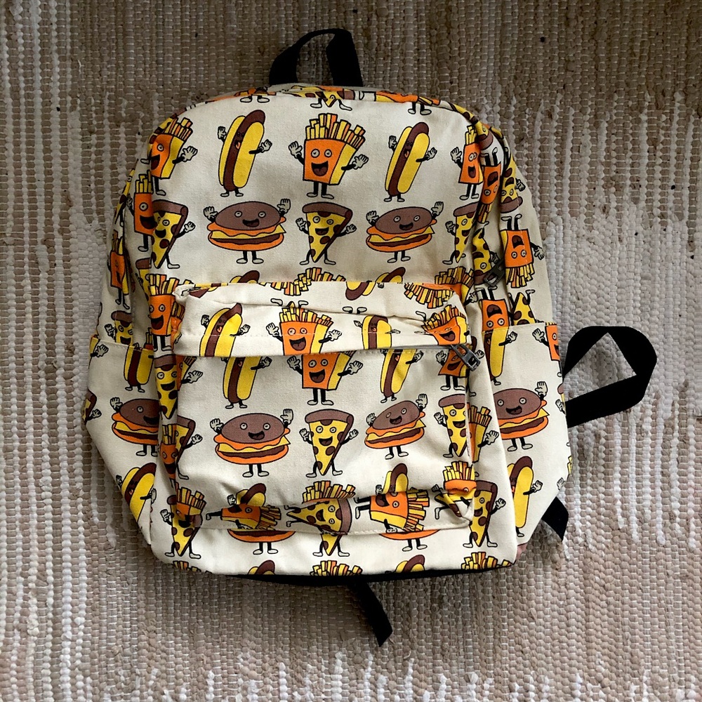 pizza, hotdog, burger back pack